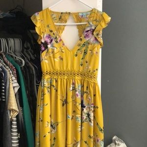 Yellow floral hi-lo dress